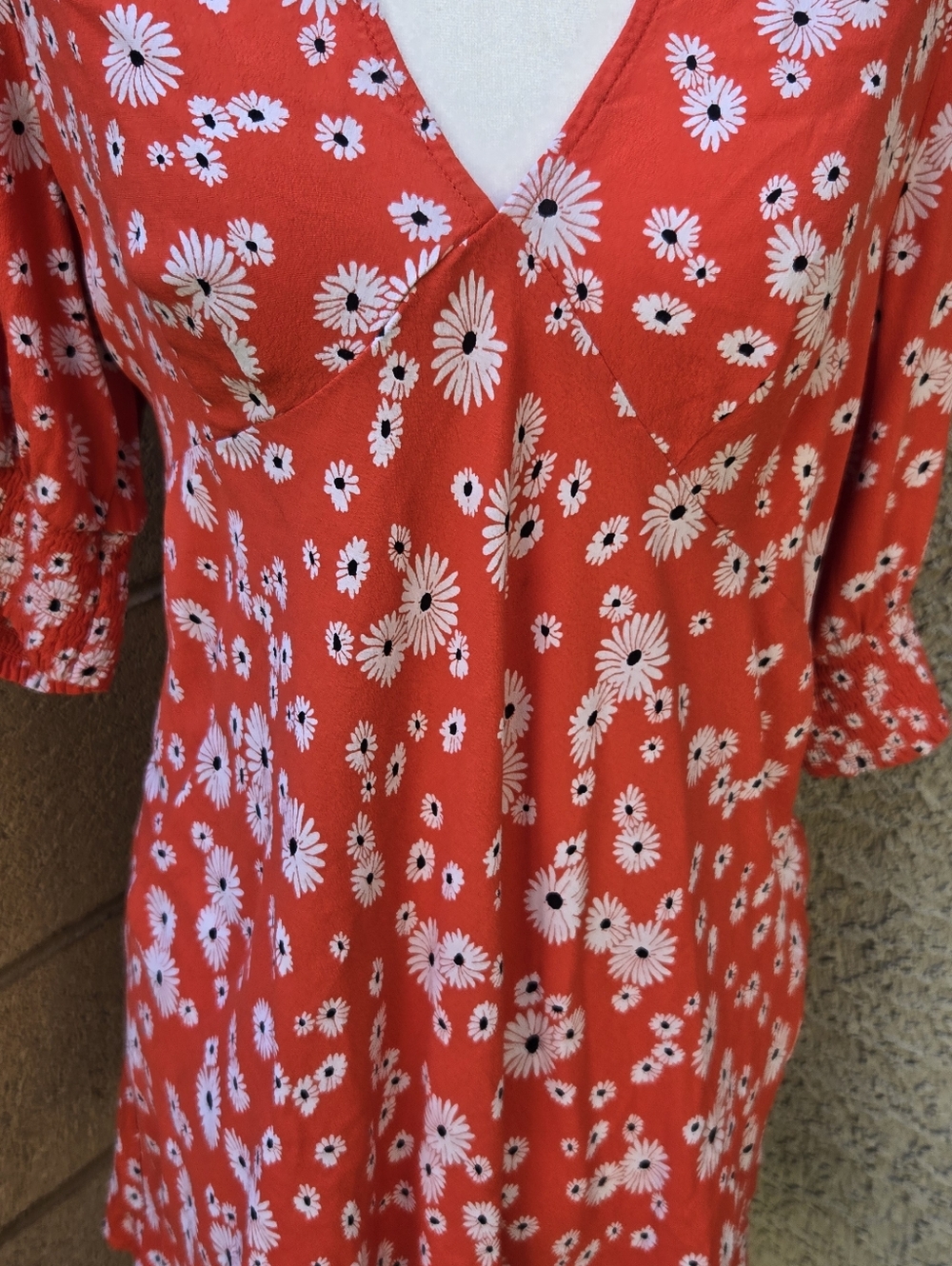 Rixo For Target Orange Floral V-Neck Puff Sleeve Dress - Picture 4 of 8